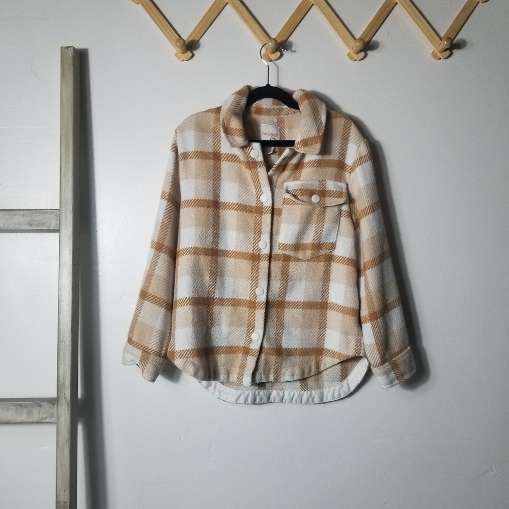 CAT & JACK GIRL'S PLAID BUTTON DOWN SHACKET SIZE MEDIUM 8